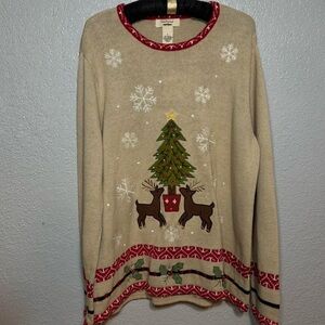 Bechamel Beige Sweater with Red Accents